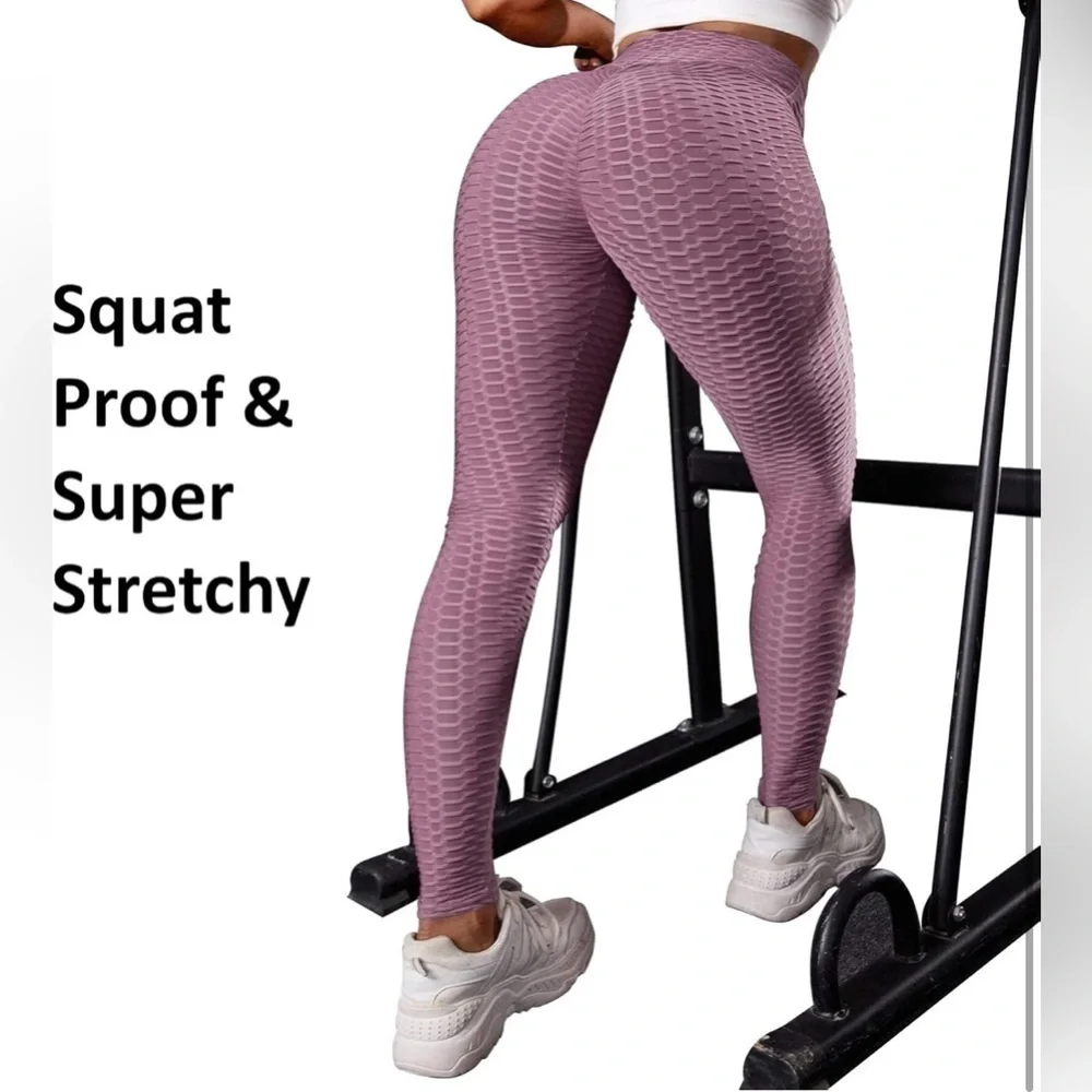 Butt Lifting Seamless Scrunch Leggings - Purple, Size Medium